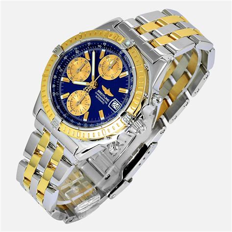 18k gold breitling|breitling chronomat 44 blue dial.